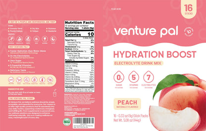 Venture Pal Sugar Free Electrolyte Powder, Liquid Daily IV Hydration Packet | 7 Electrolytes & 5 Vitamins Instantly Hydration, Electrolyte Dink Mix for Sports & Recovery, Vegan, Keto-Friendly, 16 Sticks
