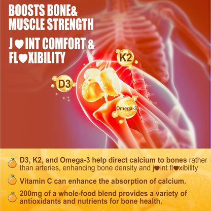 Vitamin D3 K2 Gummies 5000IU / 10,000 IU with Omega-3 250mg + K2(MK-7) 100mcg - 5X Absorption Than Standard D3K2,with Vitamin C, Zinc,and 5 Organic Vegetables,Supports Bone & Teeth Strength, Immune