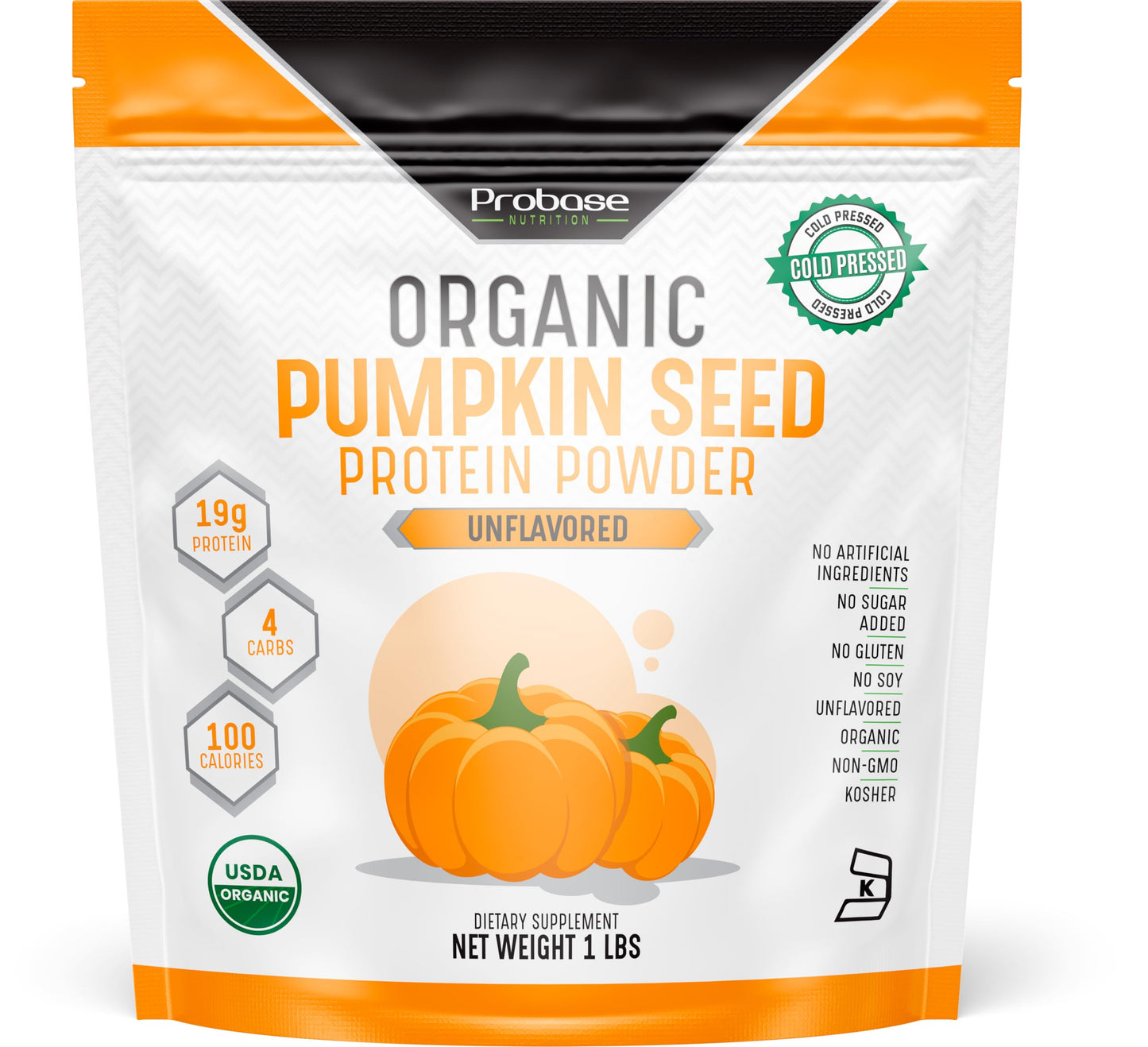 Probase Nutrition, Pumpkin Seed Protein Powder, Unsweetened Plant-Based Pumpkin Protein Powder, Ideal for Post-Activity Support, Pumpkin Powder is Rich in Omega 3, 6, 9 | 1 lb, Cold Pressed | 19 Grams Plant Based Protein, Without Artificial Sweeteners, No
