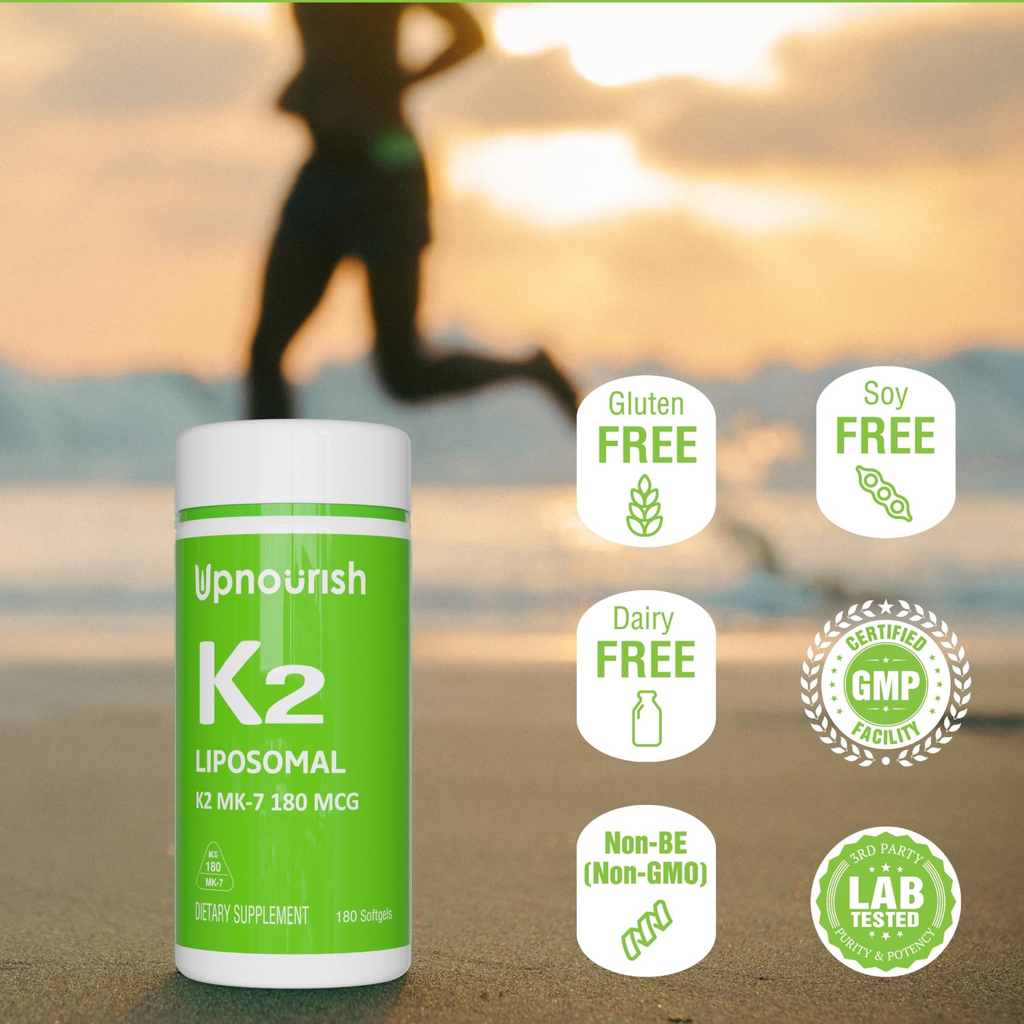 UpNourish Liposomal D3 K2 MK-7 – 365 Mini softgels with Organic Coconut Oil - 5000 IU 125 mcg Vitamin D3 and 100 mcg Vitamin k2 for Optimal Bone and Immune Health