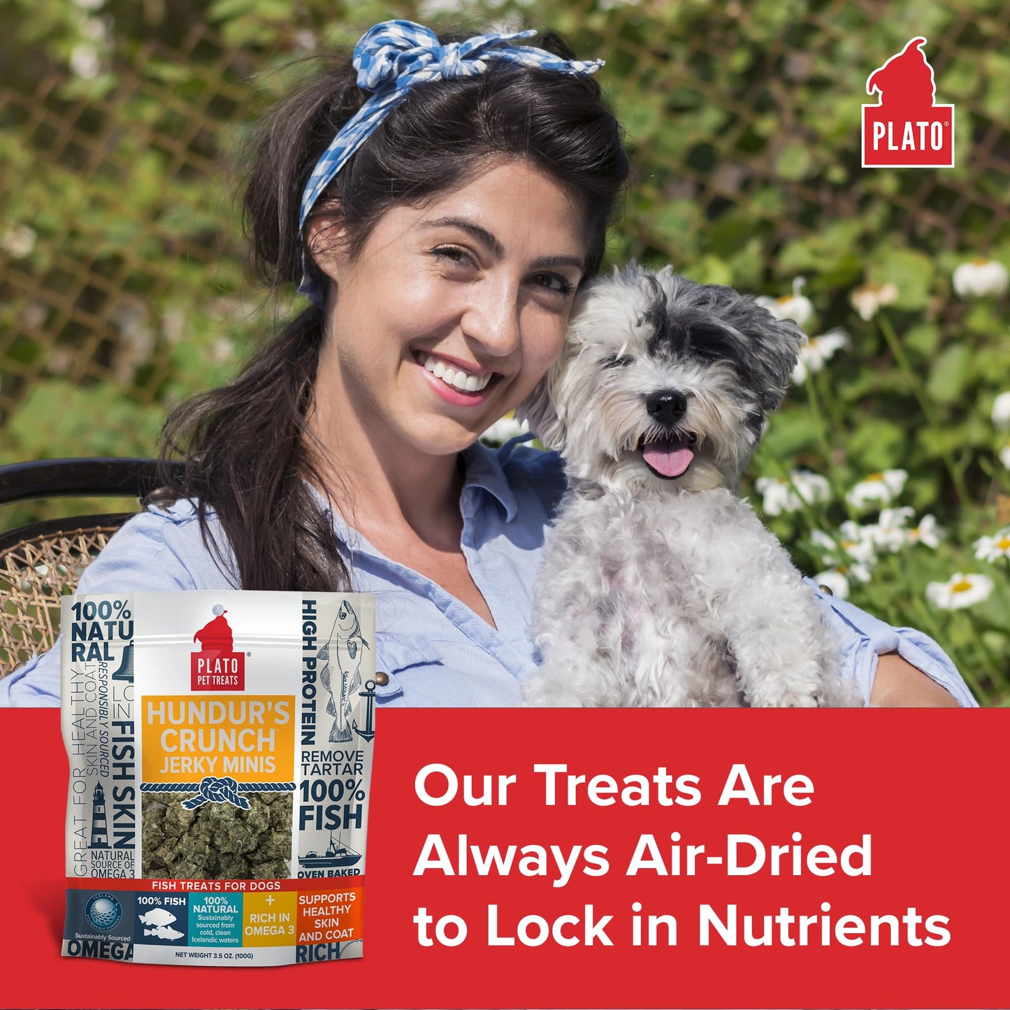 Plato Single Ingredient Wild-Caught Cod Skin Bites Dog Treats, Air-Dried Omega-Rich Skin & Coat Support, 10 oz