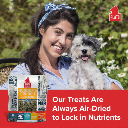 Plato Single Ingredient Wild-Caught Cod Skin Bites Dog Treats, Air-Dried Omega-Rich Skin & Coat Support, 10 oz