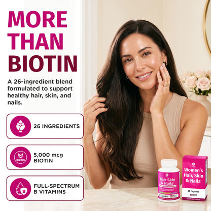 1 Body Hair Skin & Nails with Biotin, Vegan Vitamins, 60 Capsules