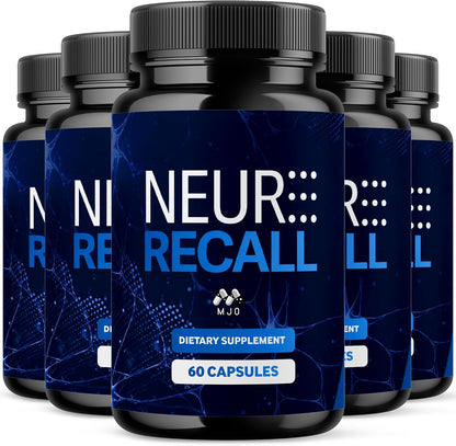 Neuro Recall Capsules, Official NeuroRecall Supplement 5-Pack, 300 Capsules
