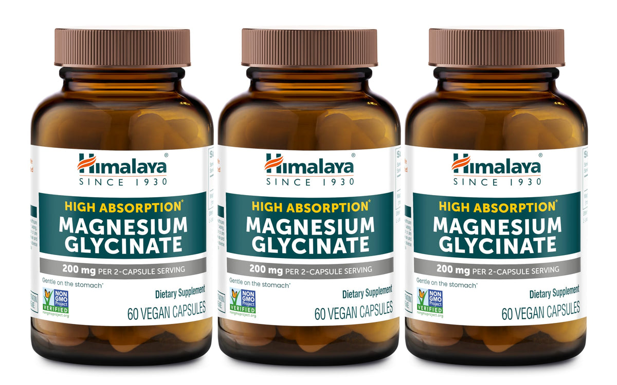 Himalaya Magnesium Glycinate, High Absorption, 200 mg, 60 Vegan Capsules,