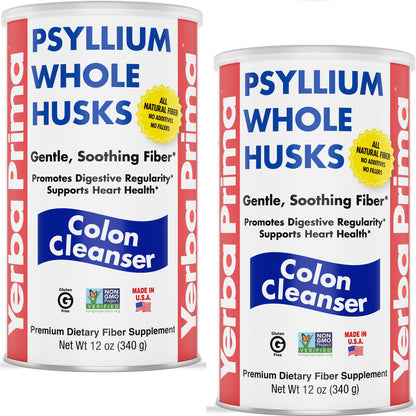 Yerba Prima Psyllium Whole Husk, 1 Bottle 12 oz - Fiber Supplement, Vegan, No Sugar or Artificial Sweeteners, Non GMO, Gluten Free
