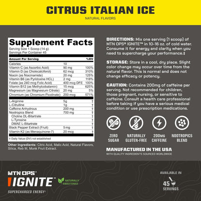 MTN OPS Naturally Sweetened Hydrate & Ignite Citrus Italian Ice