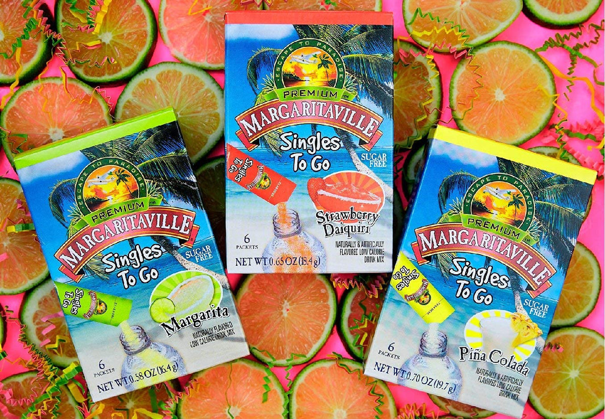 Margaritaville Singles To Go Drink Mix, Non-Alcoholic Powder Sticks (Pina Colada)
