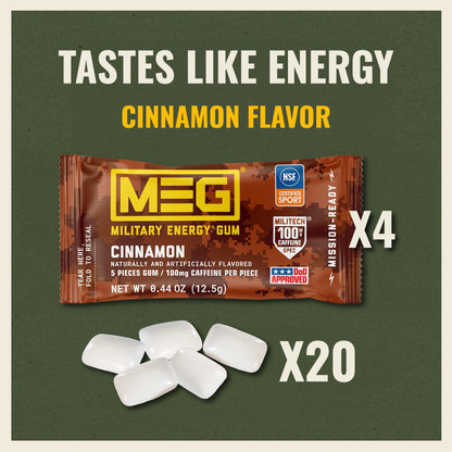 MEG Military Energy Gum, Multi Flavors | Caffeine Gum - Pack of 3, 15 Count