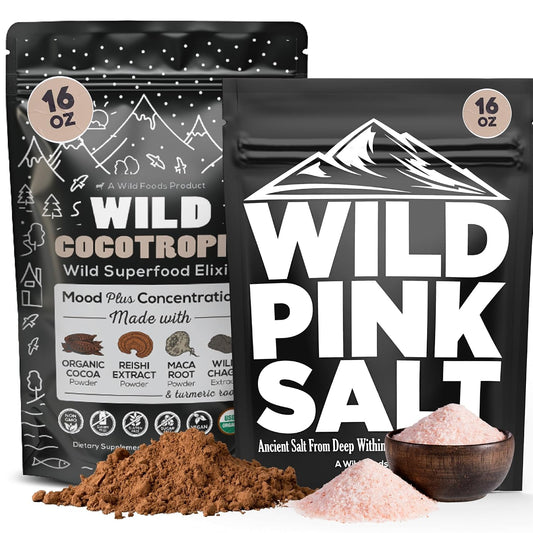 Cocotropic & Salt Duo: Wild Cocotropic Mushroom Cacao & Wild Himalayan Pink Salt (16oz Each)