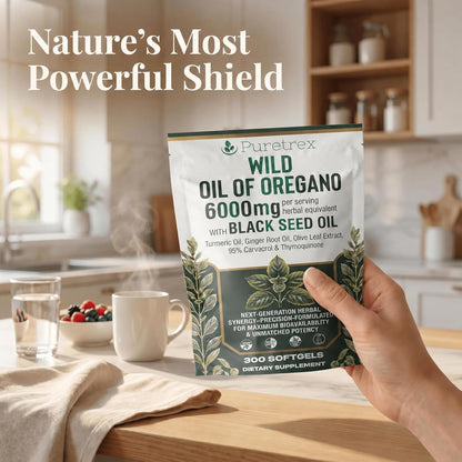 Wild Oil of Oregano with Black Seed Oil 300 Softgels, Oregano Oil Supplement with Turmeric, Ginger, Olive Leaf, MCT Oil & Black Pepper Extract, Vegan Non GMO, Made in UK