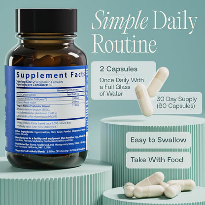 BIOMA Anti-Stress Probiotics – 3-in-1 Gut-Brain Axis Support for Stress Relief & Mood – Prebiotics, Postbiotics & Clinically Studied Strains – Vagus Nerve, Serotonin & Digestive Support – 60 Capsules