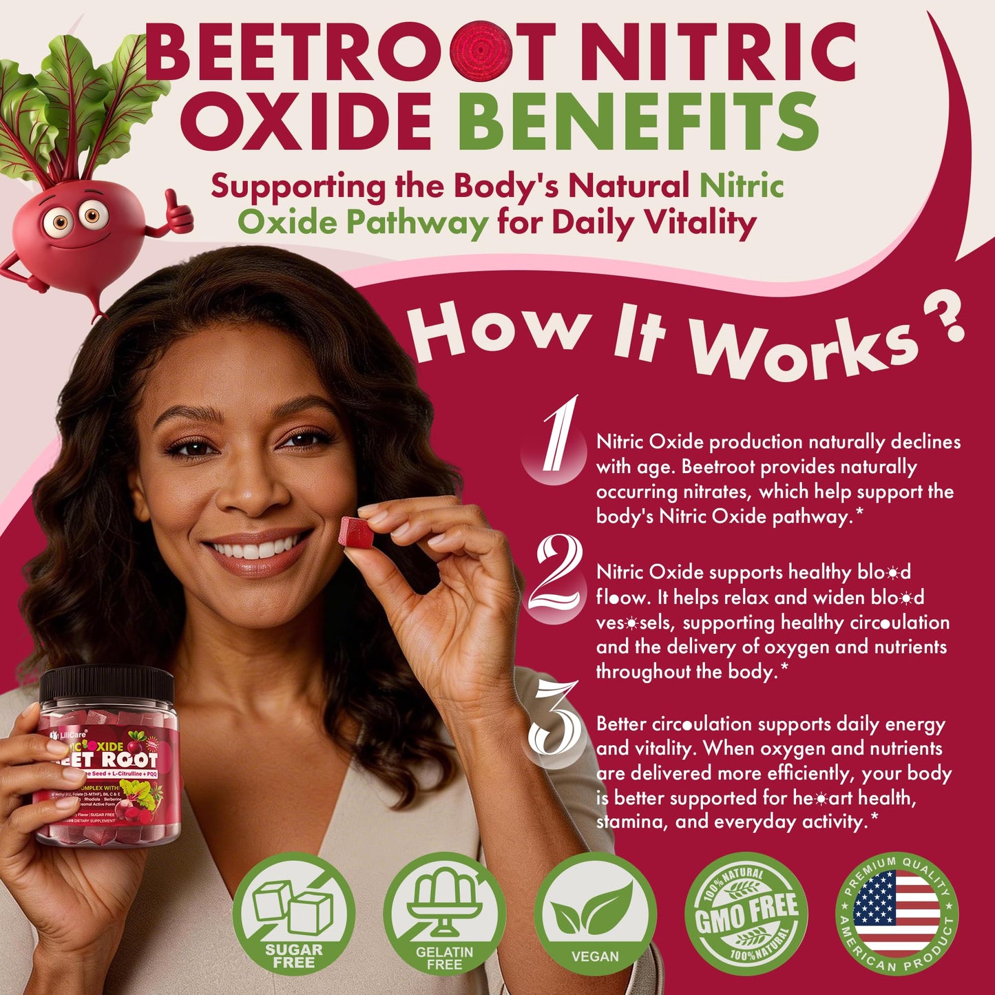 Beet Root Gummies, 17-IN-1 Liposomal Beetroot Superfood with CoQ10, Grape Seed, L-Citrulline, PQQ, Methyl B12, B6, Magnesium, Ginseng, Nitric Oxide Supplements for Circulation, Energy & Immune, 2Pack