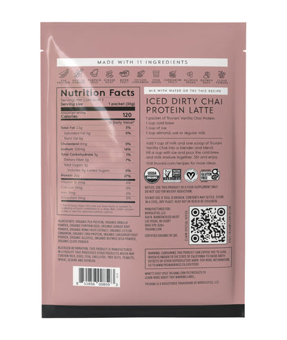 Truvani Organic Plant Based Protein Powder | Vanilla | 1 Serving | Vegan | 20g Pea Protein | Keto | Gluten & Dairy Free | Low Carb | No Added Sugar