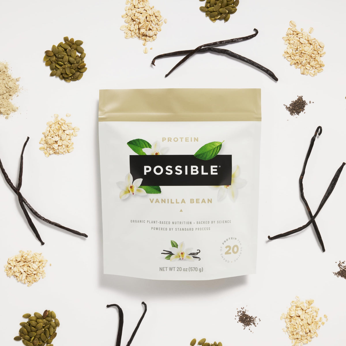 Possible Protein Powder Vanilla Bean - 20g of Vegan, Plant-Based Protein Mix - Non-GMO