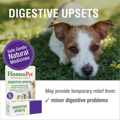 HomeoPet Digestive Upsets, Supplement for Dogs and Cats, 15 Milliliters | Natural digestive support for cats, dogs, and other pets, safe homeopathic formula, liquid drops suitable for daily use