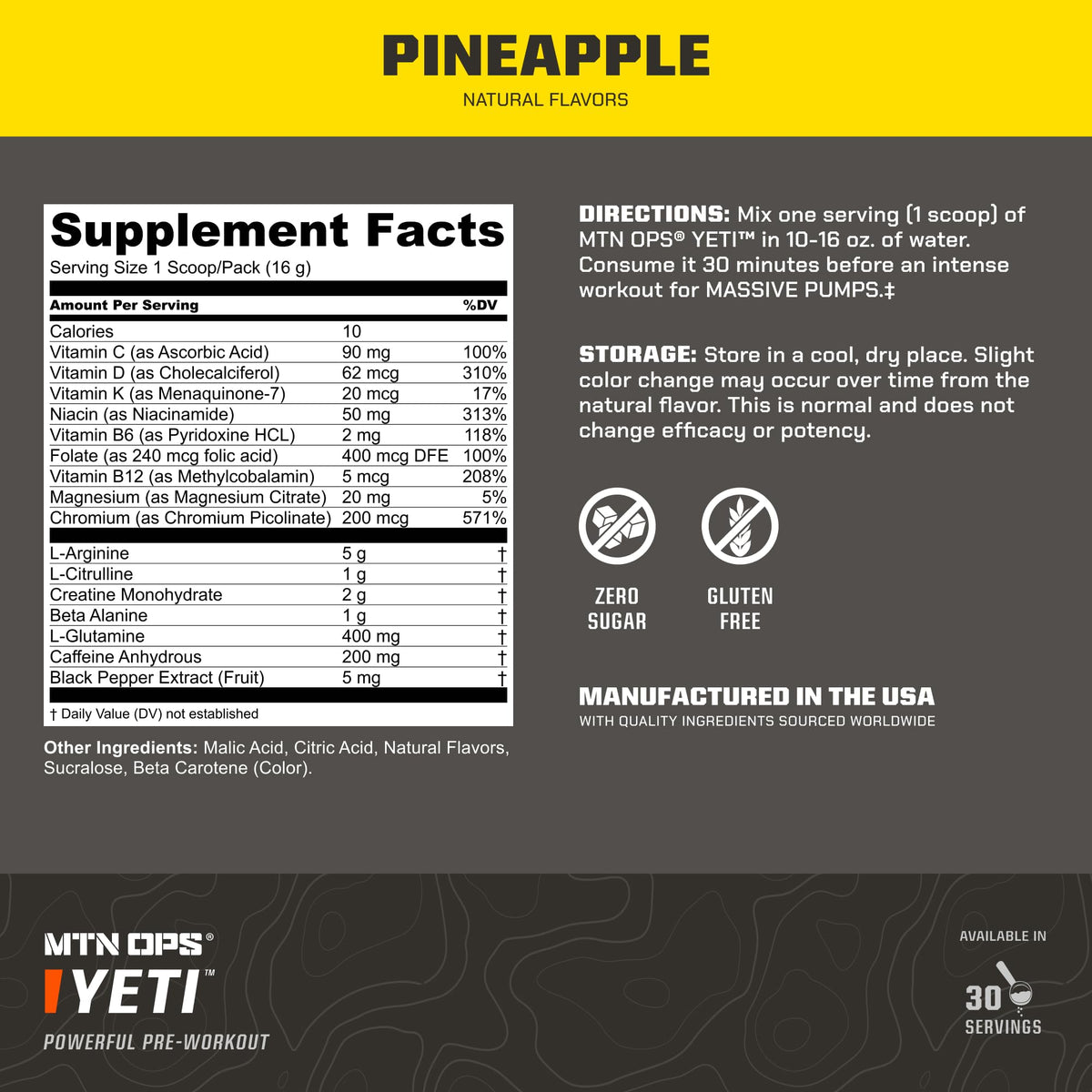 MTN OPS Yeti Pre-Workout Powder with Creatine, Tiger's Blood