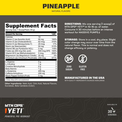 MTN OPS Yeti Pre-Workout Powder with Creatine, Tiger's Blood