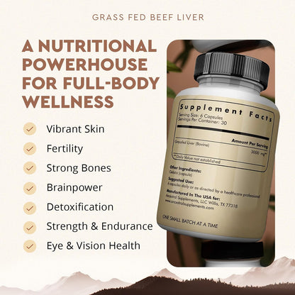 Ancestral Supplements Beef Liver & Beef Organs Bundle – Supports Energy, Immunity & Whole Body Wellness – Grass Fed, Pasture Raised Multivitamin with Liver, Heart, Kidney, Pancreas & Spleen, Non-GMO
