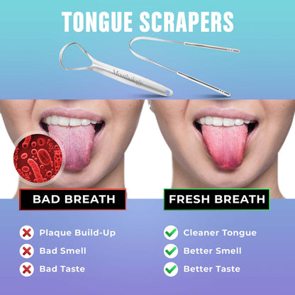 Mouthology Tongue Scraper Stainless Steel Metal Tongue Scraper for Tongue Cleaning