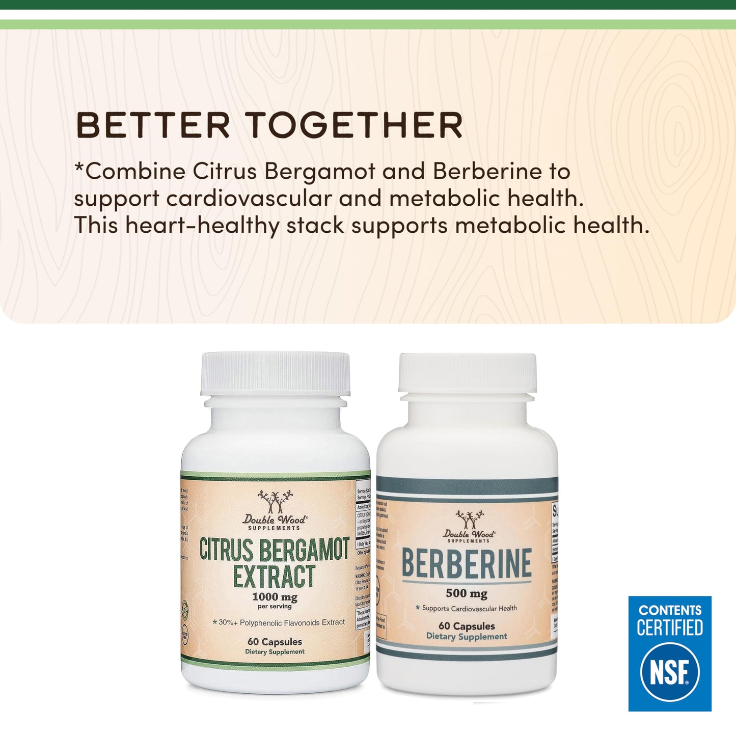 Citrus Bergamot Supplement - NSF Certified - Supports Healthy Cholesterol & Triglyceride Levels - 1000mg, 60 Capsules (Bergamonte Standardization) by Double Wood