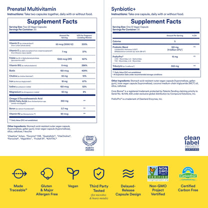 Ritual Prenatal Multivitamin and Gut Duo Supplements with Prenatal Vitamins and Synbiotic+