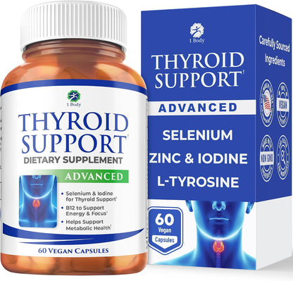 1 Body Thyroid Support for Women & Men, Iodine & Selenium Supplement