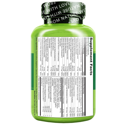 NATURELO Multivitamins for Teenage Girls/Boys, 60 Capsules, Whole Food Multivitamin with Minerals, Non-GMO, Vegetarian