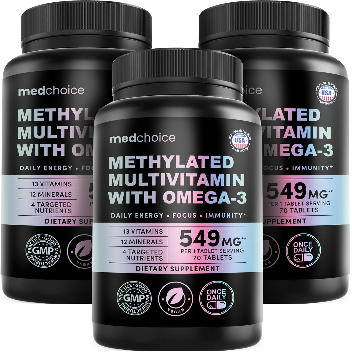 MEDCHOICE Complete 29-in-1 Methylated Multivitamin with Omega-3, 70ct