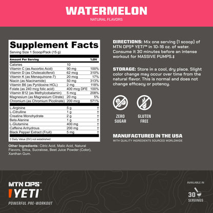 MTN OPS Yeti Pre-Workout Powder with Creatine, Tiger's Blood