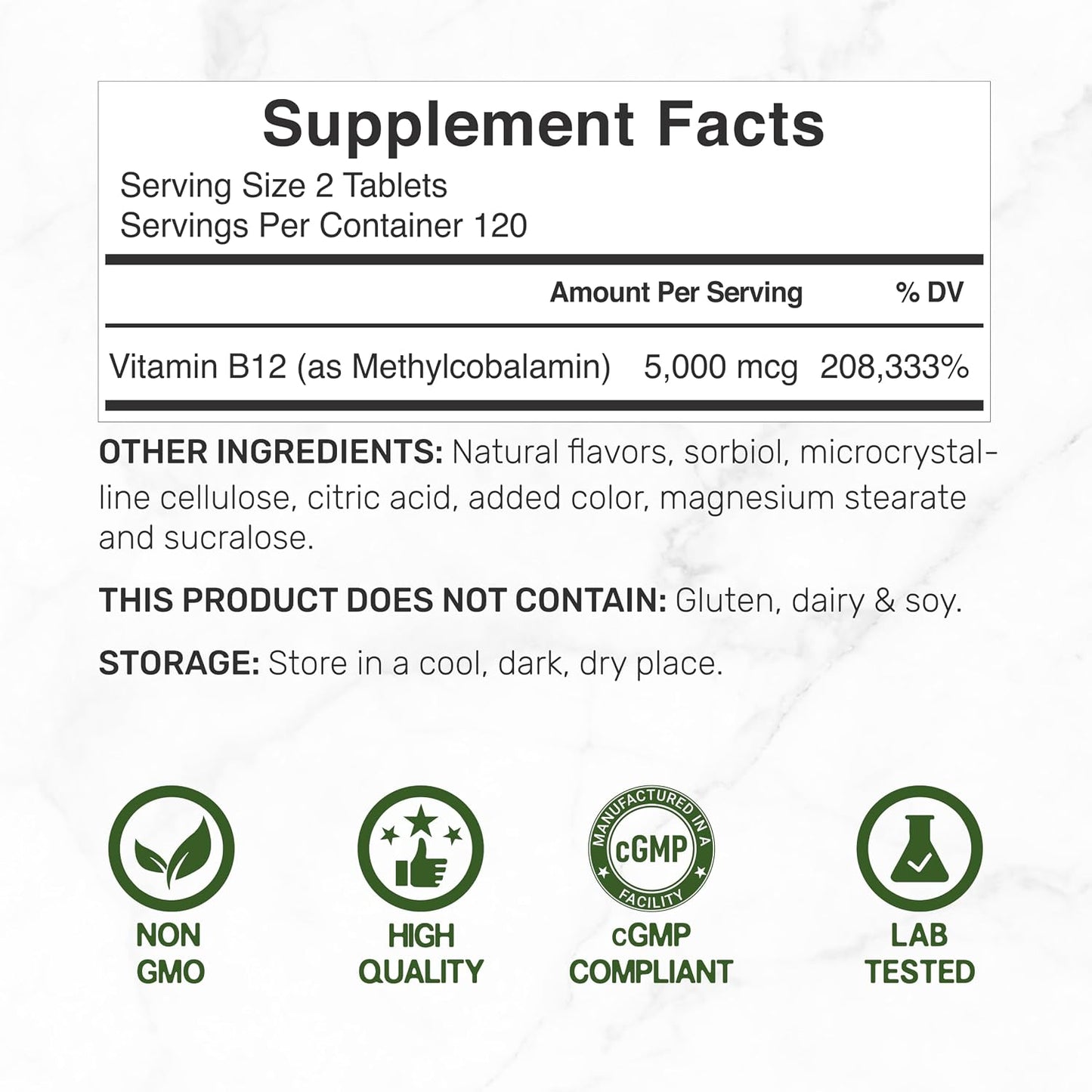 DEAL SUPPLEMENT Methyl B-12 Vitamins 5000 mcg Per Serving, 240 Tablets | Active Form - Strawberry Flavored - Vitamin B12 Supplement for Women & Men - GMO Free & Gluten Free