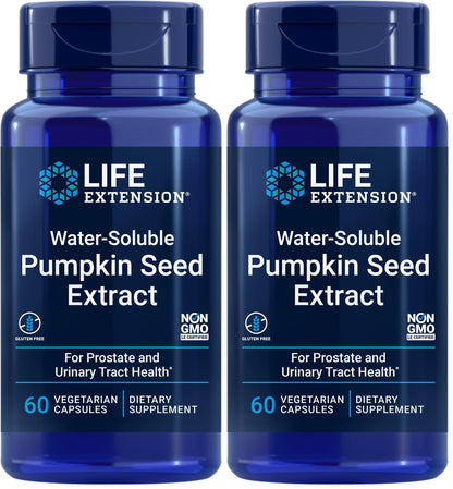 Life Extension Water-Soluble Pumpkin Seed Extract, Promotes Prostate & Urinary Tract Health, Bladder Health Support, Men, Women, Gluten-Free, Non-GMO, Vegetarian, 60 Capsules | Promotes Prostate & Urinary Tract Health, Supports Bladder Health for Men & Wo