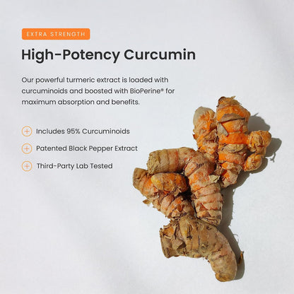 Turmeric Curcumin - 2,256 mg Complex with Ginger & Black Pepper Extract - 95% Curcuminoids - Extra Strength Turmeric Supplement for Joint Health, Brain, Heart & Immune Support - 180 Turmeric Capsules