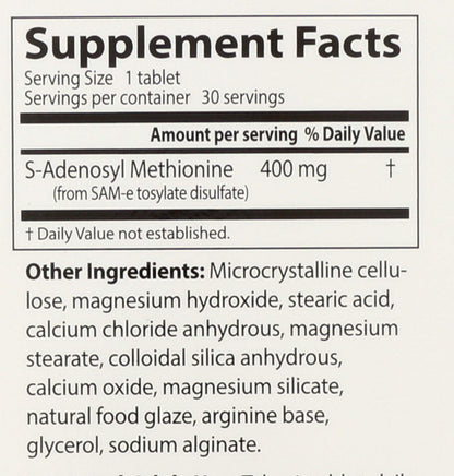 Doctor's Best SAM-e 400 mg, Vegan, Gluten Free, Soy Free, Mood and Joint Support, 60 Enteric Coated Tablets