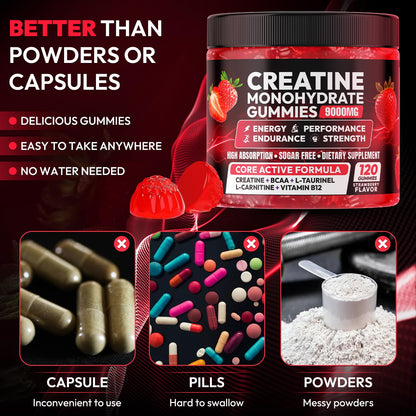 Creatine Monohydrate Gummies 5000MG, Creatine Gummy for Men & Women 120Ct