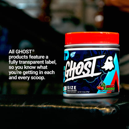 GHOST Size Muscle Builder Dietary Supplement - Cherry Limeade, 30 Servings – Support Muscle Growth & Strength Building for Men & Women - Creatine & Betaine - Free of Sugar & Gluten