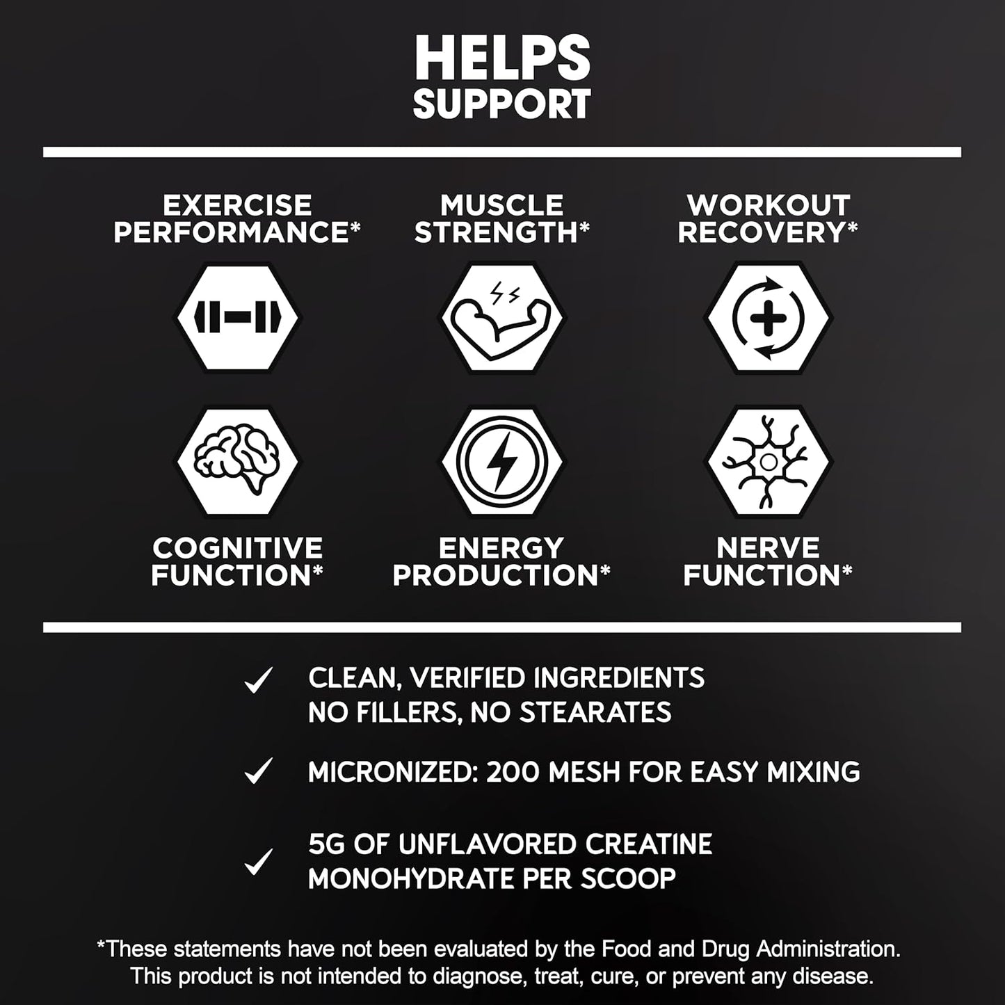 BioEmblem Creatine Monohydrate Powder - Unflavored Micronized Creatine Easily Mixes - Muscle Strength, Workout Recovery, Exercise Performance - 300g Creatine Supplement - Non-GMO, Vegan