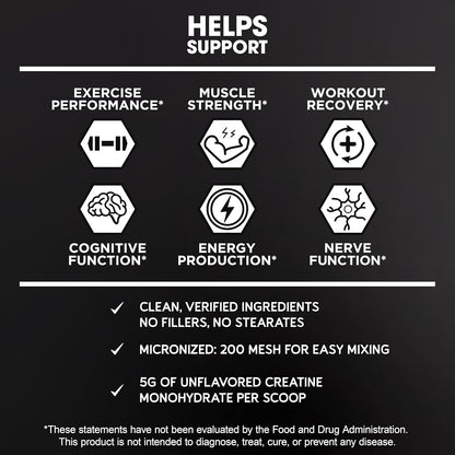 BioEmblem Creatine Monohydrate Powder - Unflavored Micronized Creatine Easily Mixes - Muscle Strength, Workout Recovery, Exercise Performance - 300g Creatine Supplement - Non-GMO, Vegan