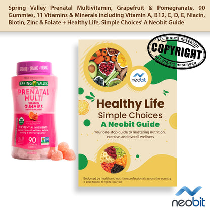 Spring Valley Prenatal Multivitamin, Grapefruit & Pomegranate, 90 Gummies, 11 Vitamins