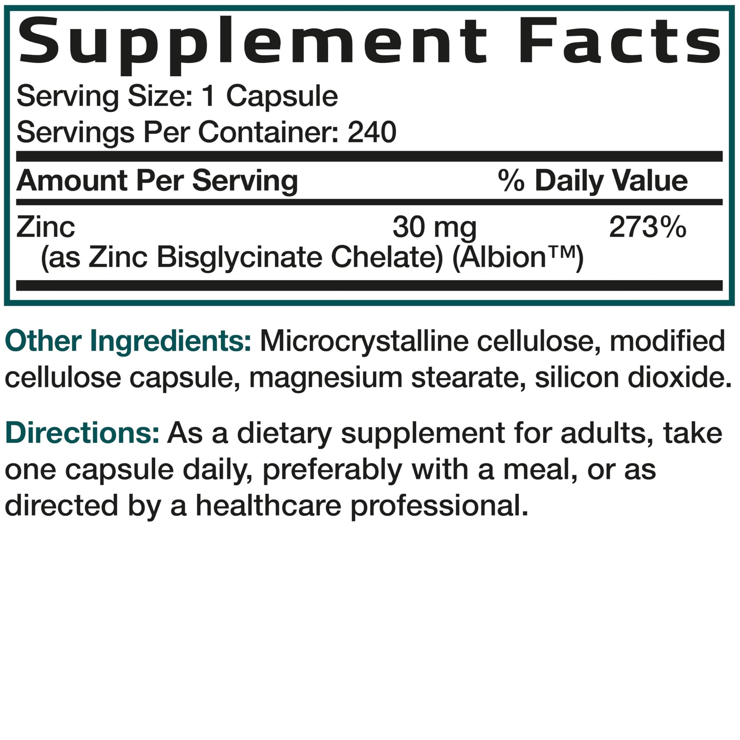 Bronson Zinc Glycinate 30mg Chelated Superior Absorption 100% Chelated Formula Non-GMO, 120 Vegetarian Capsules