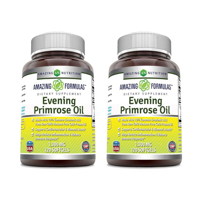 Amazing Formulas Evening Primrose Oil 1300mg, 10% GLA, Softgels Supplement | Hexane Free Cold Pressed Oil | Non-GMO | Gluten Free (250 Count)