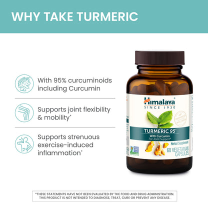 Himalaya Turmeric 95 Curcumin Supplement,Joint Support, 600 mg, 60 Capsules