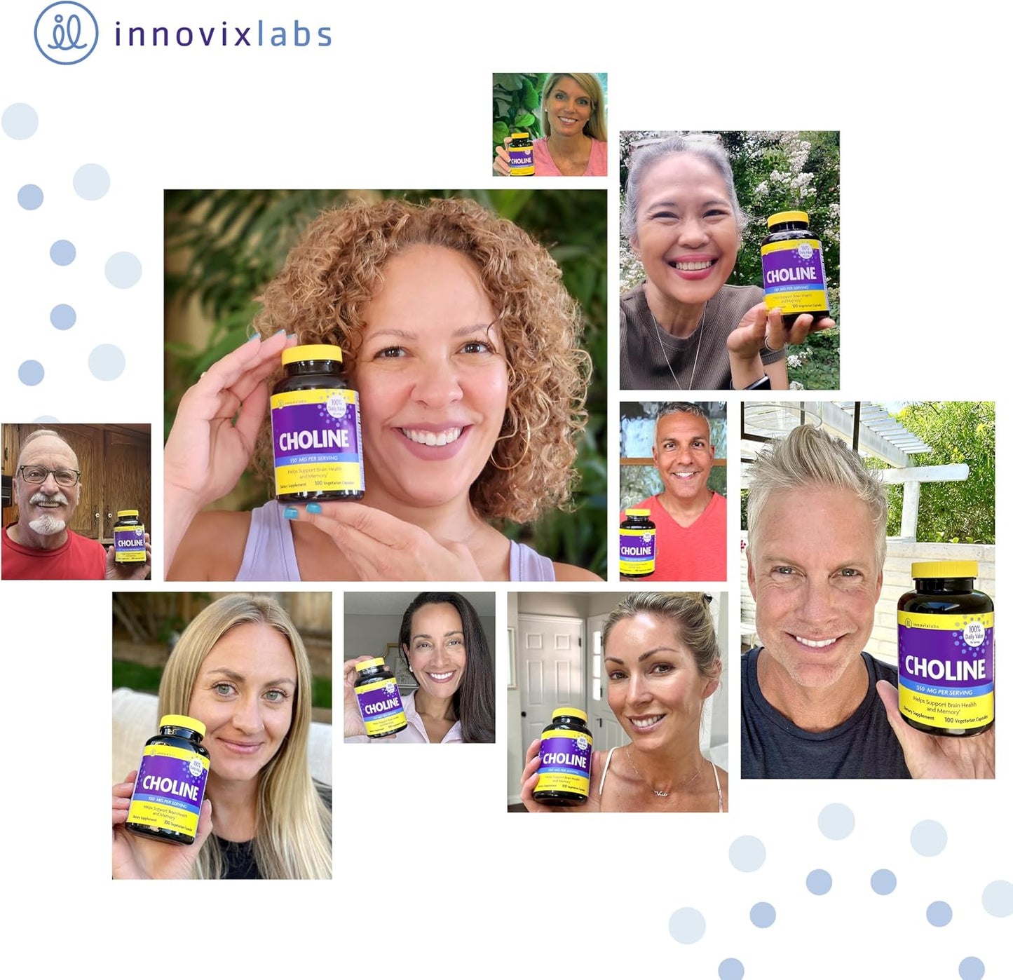 InnovixLabs Choline Supplement 550 mg, Pure Choline Bitartrate Brain Supplement for Memory and Focus, Supports Liver Function and Mental Clarity for Women and Men, Non-GMO, 50-Day Supply