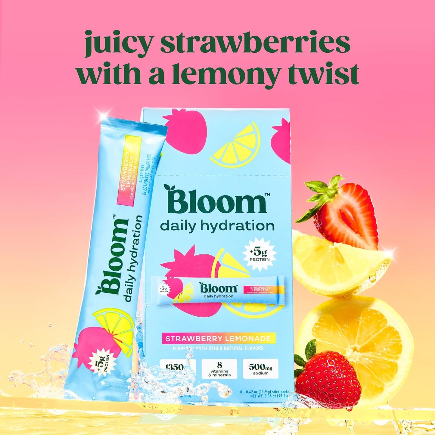 Bloom Energy Sticks RaspberryLemonade and Hydration Sticks Strawberry Lemonade Bundle