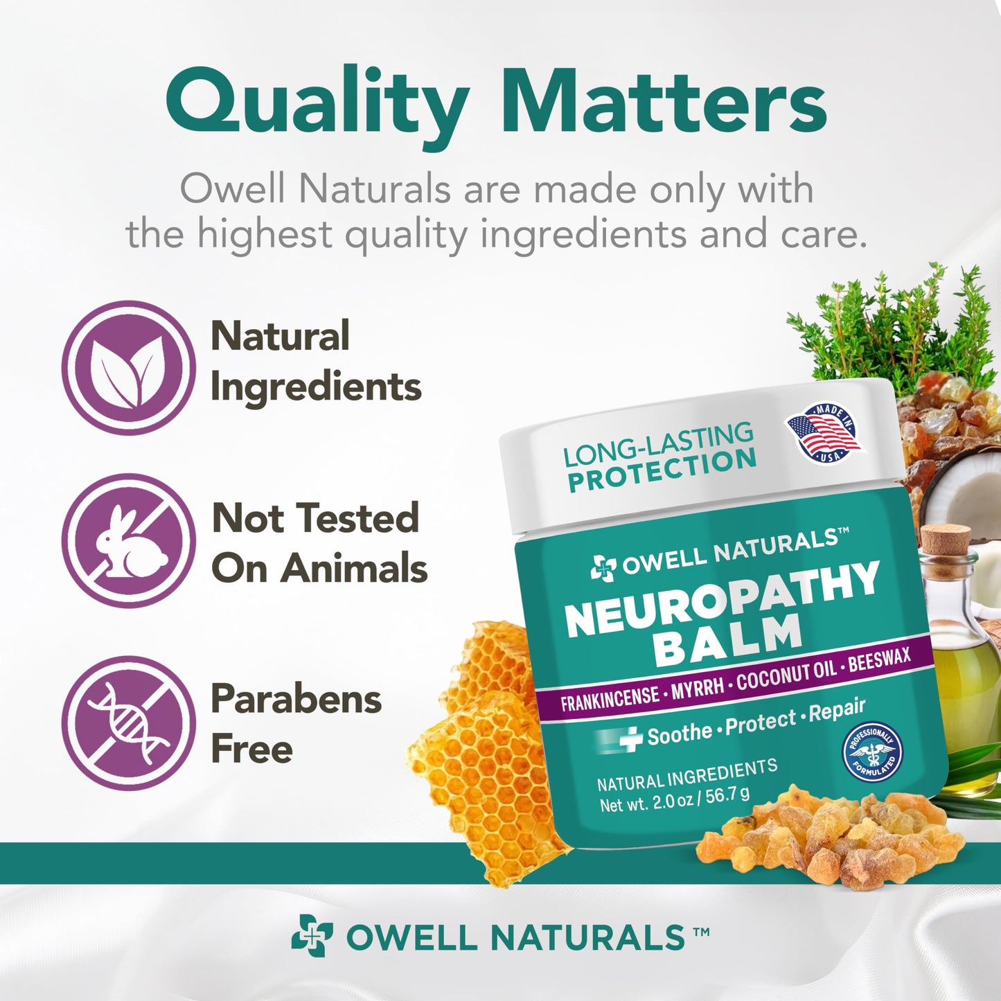 Owell Naturals Neuropathy Cream Extra Strength – Fast Absorbing Cooling for Leg, Feet & Hands – Advanced Soothing Formula with Aloe Vera, Arnica, MSM & Vitamin B6 – Made in USA, 2 fl oz