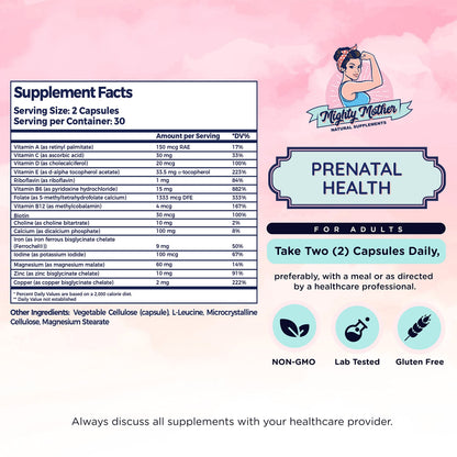 Mighty Mother Conception Fertility Prenatal Vitamins with, Iron, Folic Acid, Zinc, Biotin, Vitamin C