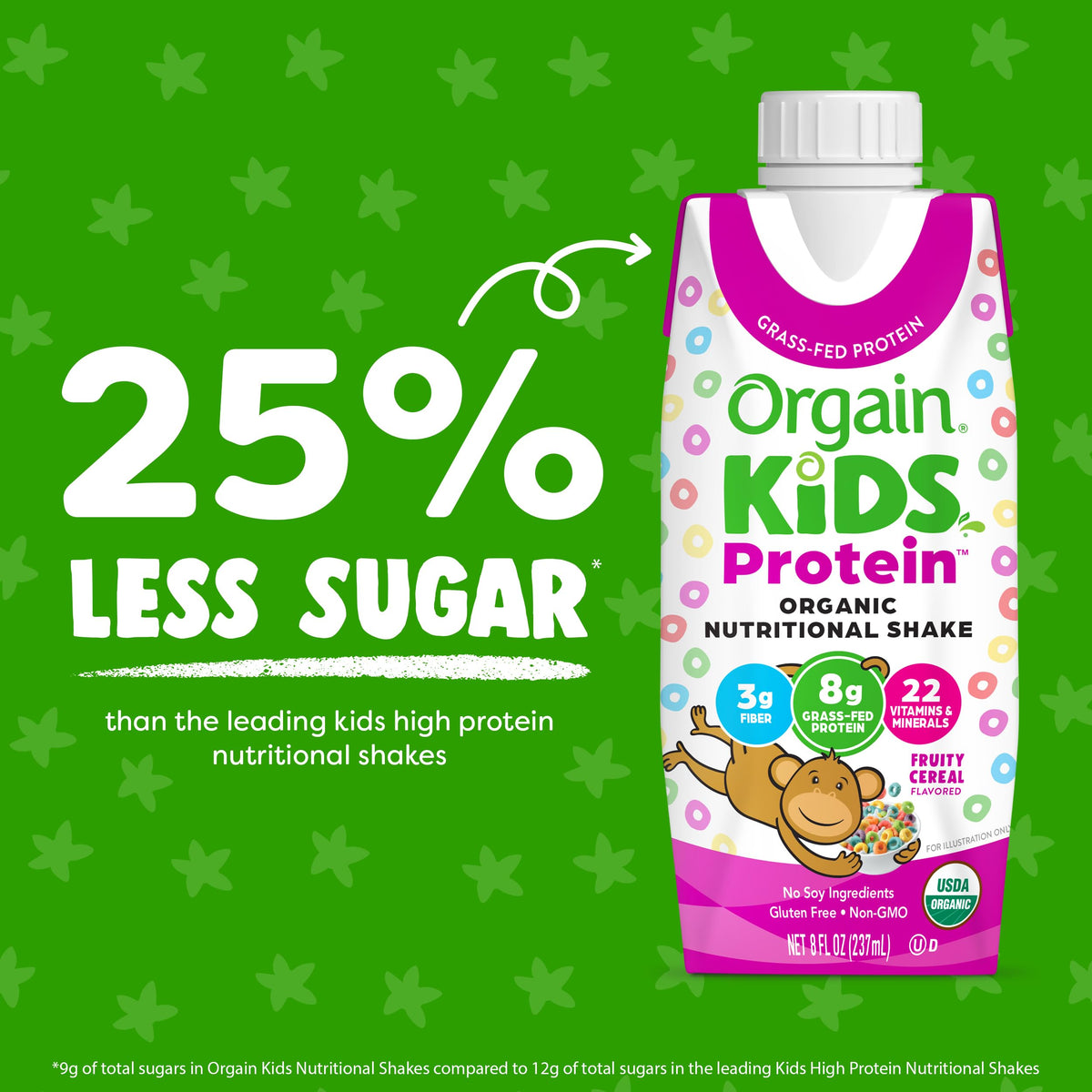 Orgain Organic Kids Nutritional Protein Shake, Fruity Cereal - Kids Snacks with 8g Dairy