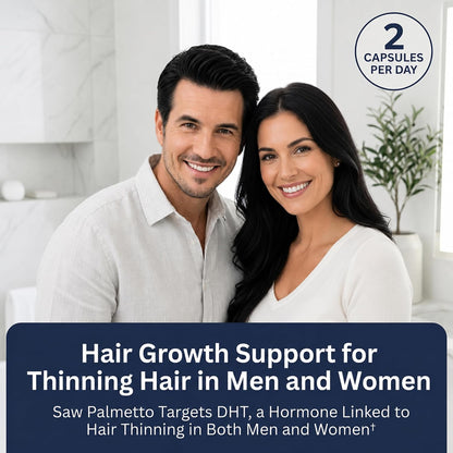 Grow + Restore Hair Growth Supplement for Men & Women | Anti-Gray Pigment Restore with Lustriva, Anagain Nu, BioCopper1 | DHT Blocker Hair Regrowth Treatment, Saw Palmetto, 60 Count