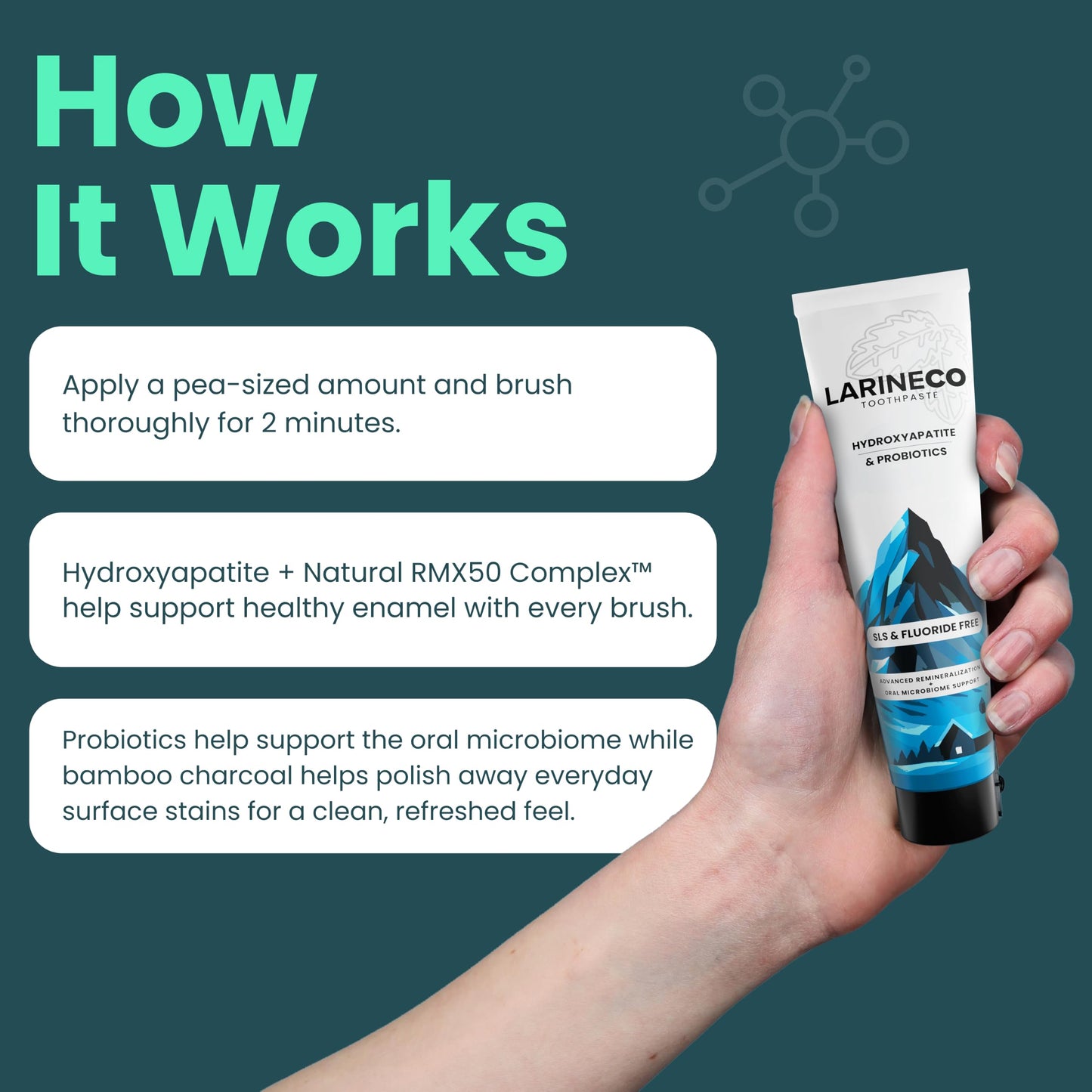 Larineco Nano Hydroxyapatite Toothpaste – Sulfate Free Remineralizing Toothpaste – Enamel Care, Gentle Whitening, Sensitive Teeth – 4oz