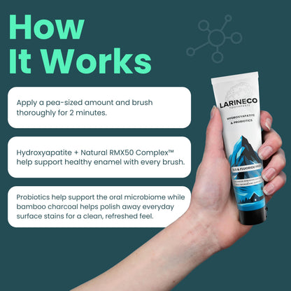 Larineco Nano Hydroxyapatite Toothpaste – Sulfate Free Remineralizing Toothpaste – Enamel Care, Gentle Whitening, Sensitive Teeth – 4oz